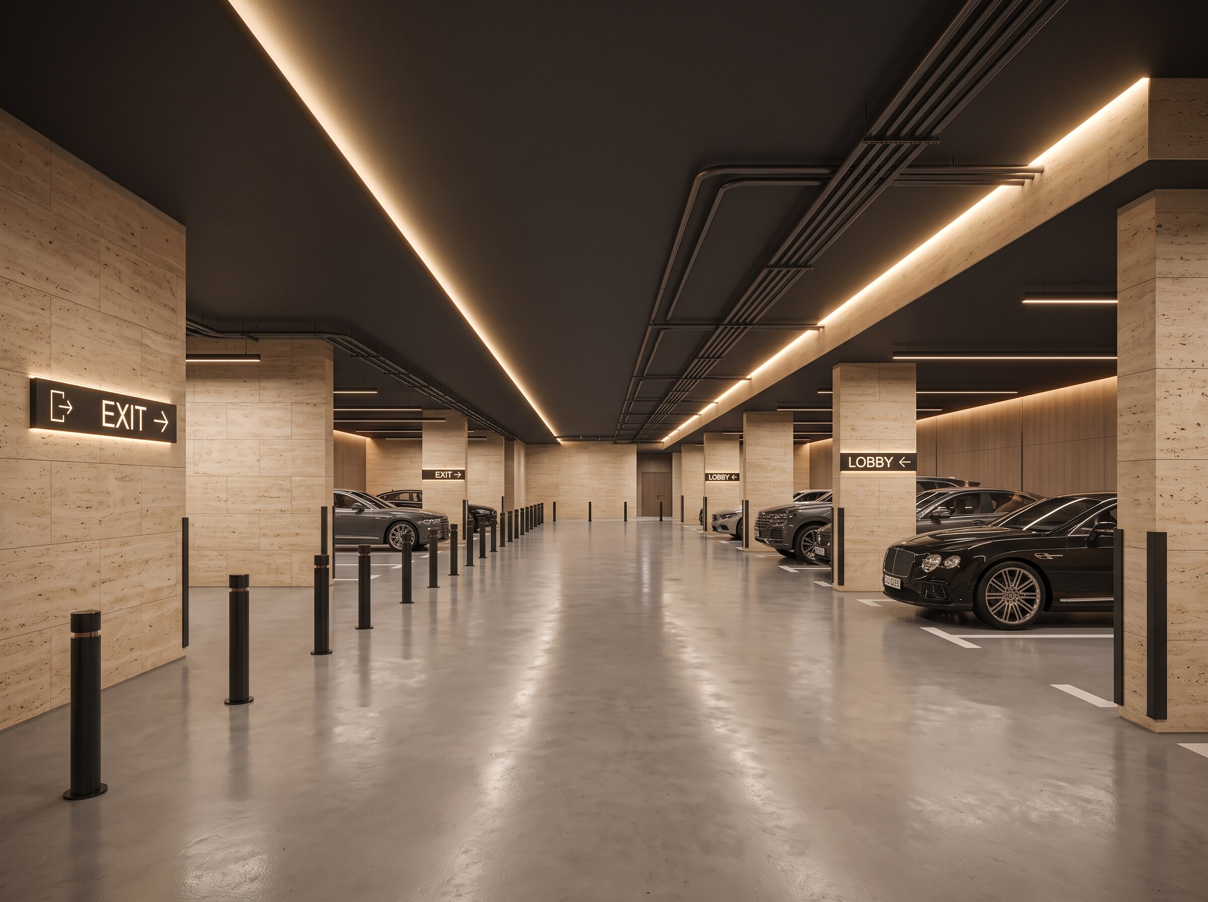 Parking en sous-sol de Lotus Résidences, illustration architecturale